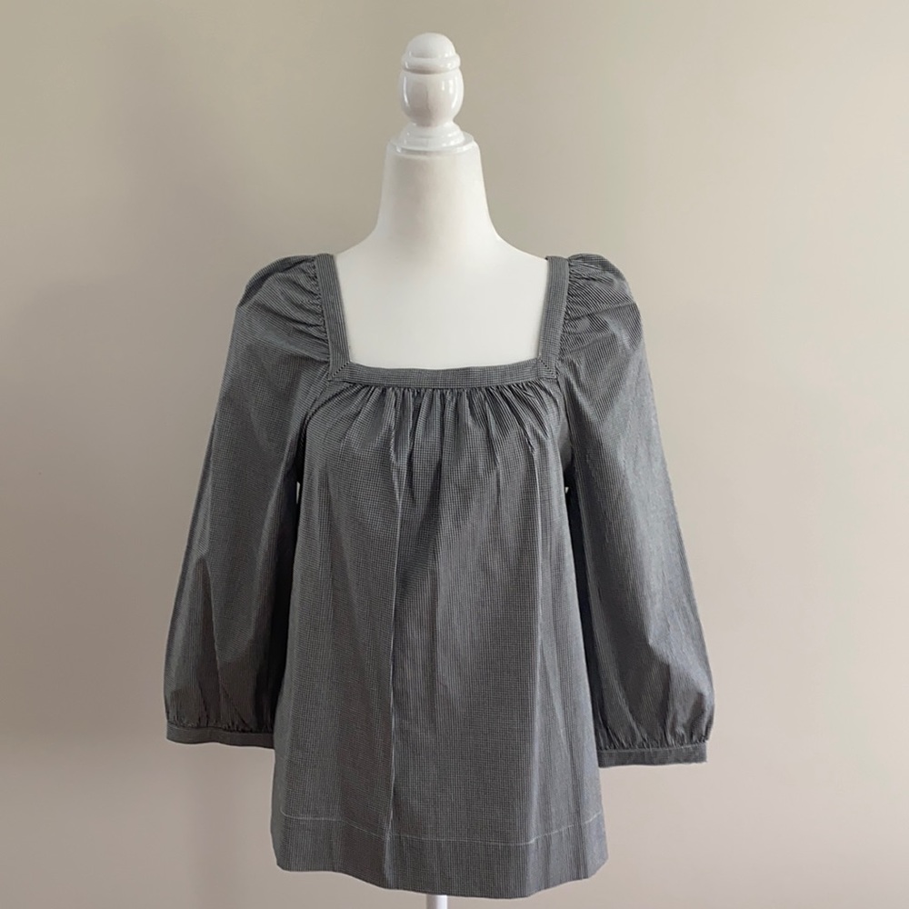 J.Crew Gingham Square Neck Blouse